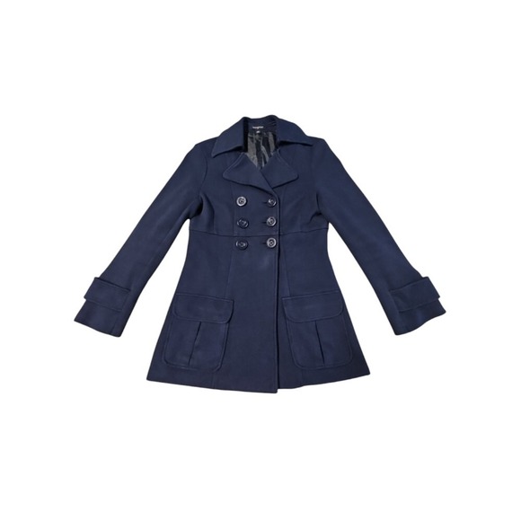 Banana Republic Women's Navy Blue Double Breasted Pea Coat Medium - Picture 3 of 15